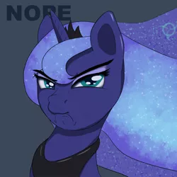 Size: 1000x1000 | Tagged: safe, artist:bajanic, derpibooru import, princess luna, pony, a royal problem, frown, looking at you, scene interpretation, scrunchy face, simple background, solo