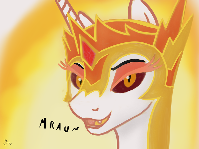 Size: 2250x1688 | Tagged: safe, artist:salemcat, derpibooru import, daybreaker, pony, a royal problem, bust, cat noises, female, looking at you, mare, portrait, sexy, sinfully sexy, solo, stupid sexy daybreaker