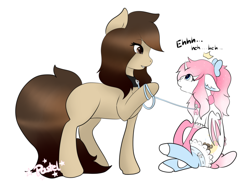 Size: 4278x3269 | Tagged: safe, artist:otpl, artist:pastel-pony-princess, derpibooru import, oc, oc:dream star, oc:dreamy stars, oc:louvely, unofficial characters only, alicorn, bat pony, bat pony alicorn, earth pony, pony, absurd resolution, bow, clothes, collar, female, femdom, femsub, floating crown, hair bow, leash, lesbian, mare, outline, pet play, short tail, simple background, socks, stockings, submissive, thigh highs, transparent background, warmers