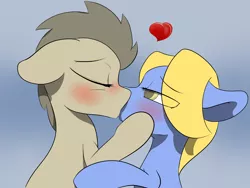 Size: 3200x2400 | Tagged: safe, artist:lurker, derpibooru import, doctor whooves, perfect pace, time turner, pony, doctor who, doctorpace, gay, heart, hoof on cheek, kissing, male, shipping, stallion, the master