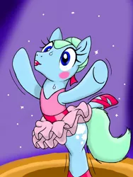 Size: 960x1280 | Tagged: safe, artist:dashingjack, derpibooru import, oc, oc:brainstorm, unofficial characters only, pony, a royal problem, ballerina, blushing, clothes, crossdressing, inanimate tf, lipstick, makeup, music box, solo, transformation, tutu