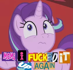 Size: 783x756 | Tagged: safe, derpibooru import, edit, edited screencap, screencap, starlight glimmer, pony, unicorn, a royal problem, caption, cropped, expand dong, exploitable meme, image macro, meme, solo, vulgar, wavy mouth