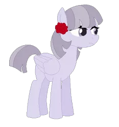 Size: 382x410 | Tagged: safe, artist:brownmota, derpibooru import, oc, oc:rose pie, unofficial characters only, pegasus, pony, female, flower, flower in hair, magical lesbian spawn, mare, offspring, parent:inky rose, parent:maud pie, parents:inkymaud, simple background, solo, transparent background