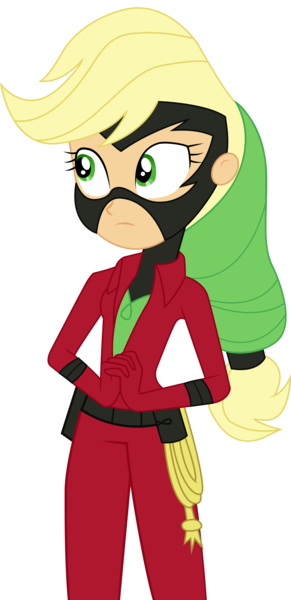 Size: 3880x7999 | Tagged: safe, artist:paganmuffin, derpibooru import, applejack, mistress marevelous, equestria girls, movie magic, spoiler:eqg specials, absurd resolution, clothes, costume, female, mask, power ponies, simple background, solo, superhero, transparent background, vector