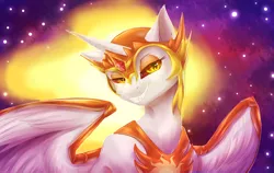 Size: 3000x1900 | Tagged: safe, artist:peachmayflower, derpibooru import, daybreaker, alicorn, pony, a royal problem, beautiful, evil grin, fangs, female, grin, helmet, mane of fire, mare, smiling, solo