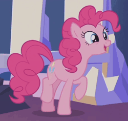 Size: 468x441 | Tagged: safe, derpibooru import, screencap, pinkie pie, earth pony, pony, not asking for trouble, animated, cropped, cute, diapinkes, female, gif, happy, loop, mare, open mouth, smiling, solo, trotting, trotting in place