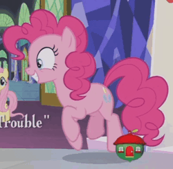 Size: 413x405 | Tagged: safe, derpibooru import, screencap, pinkie pie, pony, not asking for trouble, animated, cropped, gif, loop, trotting, trotting in place