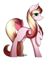 Size: 1024x1299 | Tagged: safe, artist:mindlesssketching, derpibooru import, oc, oc:kimmy, unofficial characters only, earth pony, pony, bow, female, mare, raised hoof, simple background, solo, tail bow, transparent background