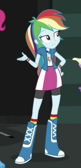 Size: 266x551 | Tagged: safe, derpibooru import, screencap, rainbow dash, equestria girls, movie magic, spoiler:eqg specials, animation error, boots, clothes, compression shorts, cool, cropped, geode of super speed, jewelry, magical geodes, skirt, socks, solo, solo focus, wristband