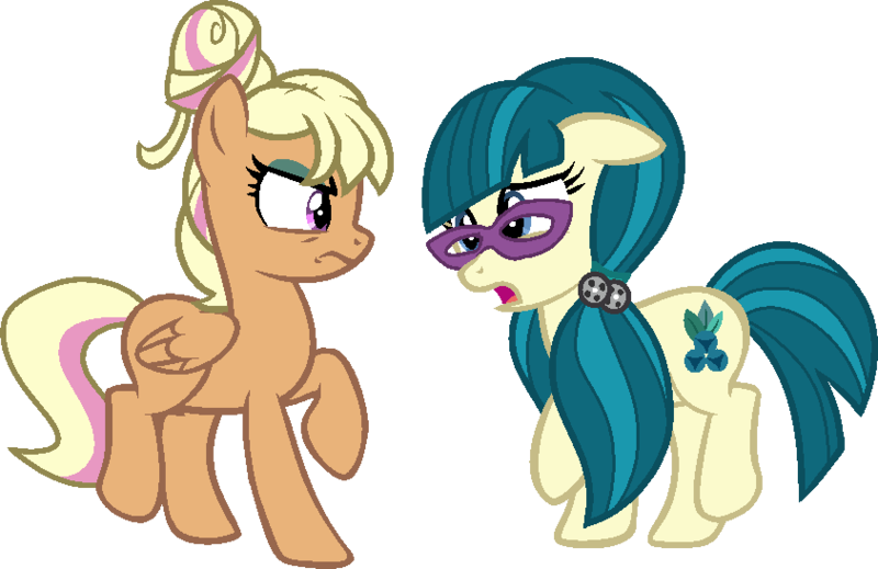 Size: 843x547 | Tagged: safe, artist:berrypunchrules, derpibooru import, chestnut magnifico, juniper montage, ponified, earth pony, pegasus, pony, equestria girls, movie magic, spoiler:eqg specials, equestria girls ponified, female, glasses, mare, open mouth, raised hoof, simple background, transparent background