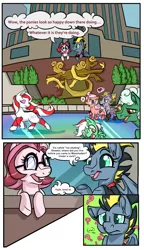 Size: 1105x1920 | Tagged: safe, artist:paintsplatteredponies, derpibooru import, oc, oc:spotlight, unofficial characters only, pony, the clone that got away, building, comic, diane, glasses, ice rink, ice skating, redesign, statue of prometheus