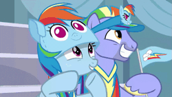 Size: 595x335 | Tagged: safe, derpibooru import, screencap, bow hothoof, scootaloo, sweetie belle, windy whistles, pegasus, pony, parental glideance, animated, bowabetes, cheering, clothes, cute, female, filly, gif, hat, husband and wife, male, nose in the air, pennant, rainbow dash's parents, scarf, smiling, visor, volumetric mouth, windybetes, windyhoof
