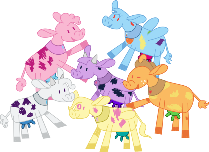 Size: 3098x2263 | Tagged: applecow, applejack, artist:walrusinc, bovine, cow, derpibooru import, female, fluttercow, fluttershy, flying, horns, magical cow, mane six, mane six opening poses, not asking for trouble, one eye closed, open mouth, pincow pie, pinkie pie, rainbovine dash, rainbow dash, raised hoof, raricow, rarity, rearing, safe, simple background, smiling, species swap, transparent background, twilight sparcow, twilight sparkle, udder, uddershy, wings, wink