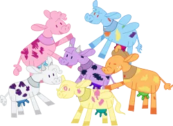 Size: 3098x2263 | Tagged: applecow, applejack, artist:walrusinc, bovine, cow, derpibooru import, female, fluttercow, fluttershy, flying, horns, magical cow, mane six, mane six opening poses, not asking for trouble, one eye closed, open mouth, pincow pie, pinkie pie, rainbovine dash, rainbow dash, raised hoof, raricow, rarity, rearing, safe, simple background, smiling, species swap, transparent background, twilight sparcow, twilight sparkle, udder, uddershy, wings, wink