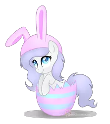Size: 3860x4344 | Tagged: safe, artist:raspberrystudios, derpibooru import, oc, oc:lucky duck, unofficial characters only, pony, absurd resolution, easter, easter bunny, easter egg, female, hat, holiday, hooves together, looking up, mare, simple background, solo, transparent background, wavy mane