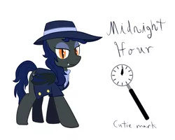 Size: 1000x800 | Tagged: safe, artist:mightyshockwave, derpibooru import, oc, oc:midnight hour, unofficial characters only, bat pony, pony, detective, female, hat, looking at you, mare, noir, simple background, solo, white background