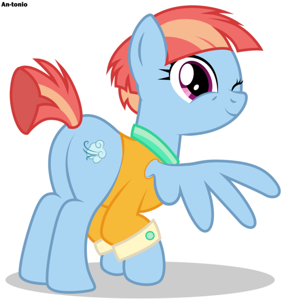 Size: 5439x5580 | Tagged: safe, artist:an-tonio, derpibooru import, windy whistles, pony, absurd resolution, one eye closed, out of context, plot, simple background, solo, transparent background, vector, wink