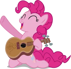 Size: 1858x1800 | Tagged: safe, artist:seahawk270, derpibooru import, pinkie pie, earth pony, pony, honest apple, acoustic guitar, eyes closed, female, guitar, mare, open mouth, simple background, solo, transparent background, vector