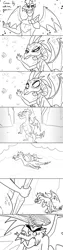 Size: 900x3565 | Tagged: artist:queencold, beating, black and white, bloodstone scepter, bowing, comic, derpibooru import, dialogue, dragon, dragoness, dream sequence, duo, female, flying, garble, glow, grayscale, inside out, monochrome, parody, pixar, princess ember, reaching out, safe, sleepy, sparkles, teenaged dragon