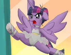 Size: 2145x1658 | Tagged: safe, artist:redanon, derpibooru import, twilight sparkle, twilight sparkle (alicorn), alicorn, pony, a royal problem, action pose, armpits, ballerina, clothes, flexible, leotard, solo, tutu, twilarina