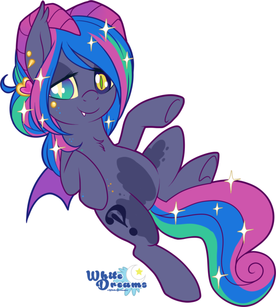 Size: 2053x2286 | Tagged: safe, artist:xwhitedreamsx, derpibooru import, oc, oc:madeline, unofficial characters only, bat pony, pony, bat pony oc, female, heterochromia, high res, horns, mare, simple background, solo, transparent background