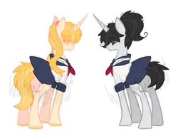 Size: 899x697 | Tagged: safe, artist:wishing-well-artist, derpibooru import, ponified, pony, ayano aishi, base used, clothes, female, mare, osana najimi, sailor uniform, schoolgirl, simple background, transparent background, yandere simulator