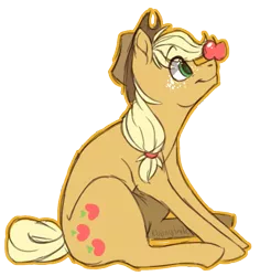 Size: 1021x1080 | Tagged: safe, artist:ebonytails, derpibooru import, applejack, pony, apple, balancing, food, ponies balancing stuff on their nose, signature, simple background, solo, that pony sure does love apples, transparent background