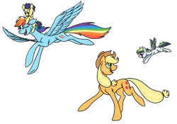 Size: 1024x717 | Tagged: safe, artist:pampoke, derpibooru import, applejack, rainbow dash, oc, oc:apple blossom, oc:static, earth pony, pegasus, pony, appledash, colt, female, filly, lesbian, male, mare, offspring, parent:applejack, parent:rainbow dash, parent:soarin', parents:soarindash, parents:soarinjack, shipping, simple background, sperm donation, transparent background