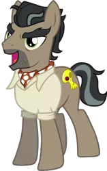 Size: 357x567 | Tagged: safe, artist:cloudyglow, derpibooru import, doctor caballeron, earth pony, pony, stranger than fan fiction, .svg available, clothes, male, simple background, smiling, solo, stallion, svg, transparent background, vector