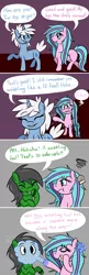 Size: 1280x3933 | Tagged: safe, artist:hummingway, derpibooru import, oc, oc:cerulean mist, oc:feather hummingway, oc:swirly shells, unofficial characters only, pony, unicorn, ask-humming-way, comic, dialogue, female, male, mare, speech bubble, stallion, tumblr comic