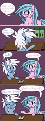 Size: 1280x3406 | Tagged: safe, artist:hummingway, derpibooru import, oc, oc:cerulean mist, oc:swirly shells, unofficial characters only, pony, unicorn, ask-humming-way, camera, comic, dialogue, duo, female, mare, speech bubble, tumblr comic