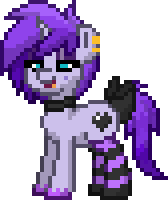 Size: 168x200 | Tagged: safe, derpibooru import, oc, oc:bottom out, unofficial characters only, pony, unicorn, pony town, bow, choker, clothes, lidded eyes, male, open mouth, pixel art, simple background, smiling, socks, solo, sprite, stallion, striped socks, tail bow, transparent background, trap