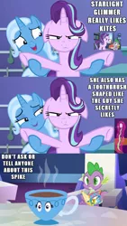 Size: 1500x2652 | Tagged: all bottled up, a royal problem, artist:titanium-pony, comic, cup, derpibooru import, dragon, edit, edited screencap, female, floppy ears, i have no mouth and i must scream, inanimate tf, irony, kite, male, meme, rhyme, rock solid friendship, safe, screencap, screencap comic, shipping, sparlight, spike, spikebrush, starlight glimmer, straight, teacup, teacupified, that pony sure does love teacups, the amazing trio of friendship, toothbrush, transformation, trixie, trixie teacup
