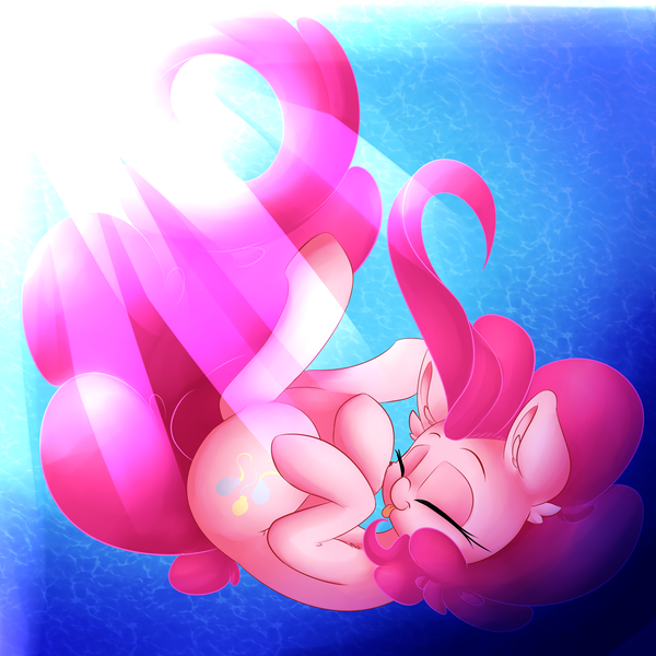 Size: 2500x2500 | Tagged: safe, artist:madacon, derpibooru import, pinkie pie, earth pony, pony, cute, diapinkes, eyes closed, female, mare, smiling, solo, tongue out, underwater