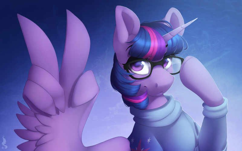 Size: 1444x900 | Tagged: safe, artist:silentwulv, derpibooru import, twilight sparkle, twilight sparkle (alicorn), alicorn, pony, adorkable, cute, dork, female, glasses, looking at you, mare, peace sign, smiling, solo, twiabetes, wing hands