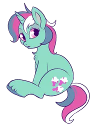 Size: 675x888 | Tagged: safe, artist:lulubell, derpibooru import, fizzy, pony, unicorn, chest fluff, female, g1, g1 to g4, generation leap, mare, simple background, sitting, solo, transparent background