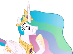 Size: 4906x3644 | Tagged: safe, artist:sketchmcreations, derpibooru import, princess celestia, alicorn, pony, a royal problem, absurd resolution, female, grin, hoof over mouth, mare, raised hoof, shit eating grin, simple background, smiling, smuglestia, solo, squee, transparent background, trollestia, vector