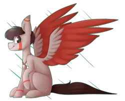 Size: 4201x3396 | Tagged: safe, artist:umiimou, derpibooru import, oc, oc:jack, unofficial characters only, pegasus, pony, absurd resolution, colored wings, high res, male, multicolored wings, simple background, sitting, solo, stallion, transparent background