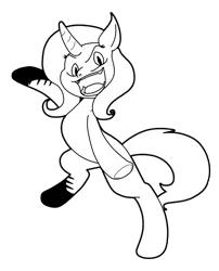 Size: 957x1185 | Tagged: safe, artist:moeclere, derpibooru import, trixie, pony, unicorn, bipedal, female, looking at you, mare, monochrome, simple background, sketch, sketch transparent, smiling, solo, transparent background, vector