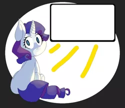 Size: 969x839 | Tagged: safe, artist:moeclere, derpibooru import, rarity, pony, eye contact, looking at you, sitting, solo, television