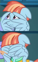 Size: 522x854 | Tagged: safe, derpibooru import, edit, edited screencap, screencap, windy whistles, pegasus, pony, parental glideance, boop, boop edit, cute, disembodied hand, facewing, female, floppy ears, hand, mare, scared, solo, windybetes, wing hands
