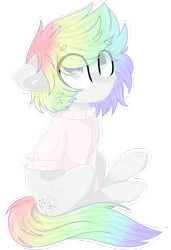 Size: 1024x1500 | Tagged: safe, artist:cinnamontee, derpibooru import, oc, oc:oreo, unofficial characters only, earth pony, pony, clothes, floppy ears, simple background, solo, sweater, transparent background