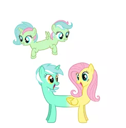 Size: 1357x1381 | Tagged: safe, derpibooru import, fluttershy, lyra heartstrings, pony, conjoined, female, fusion, lyrashy, magical lesbian spawn, mother and daughter, multiple heads, offspring, parent:fluttershy, parent:lyra heartstrings, parents:lyrashy, simple background, two heads, white background