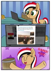 Size: 2489x3484 | Tagged: safe, artist:pananovich, derpibooru import, oc, oc:mr barrel, oc:syriana, unofficial characters only, earth pony, pony, /mlpol/, bread, food, screenshots, syria, syrian arab army, syrian civil war