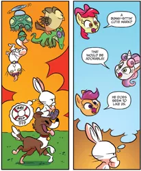 Size: 887x1075 | Tagged: angel bunny, apple bloom, artist:jay fosgitt, cutie mark crusaders, derpibooru import, fluttershy leans in, gummy, idw, opalescence, owlowiscious, safe, scootaloo, spoiler:comic, spoiler:comic54, sweetie belle, tank, winona