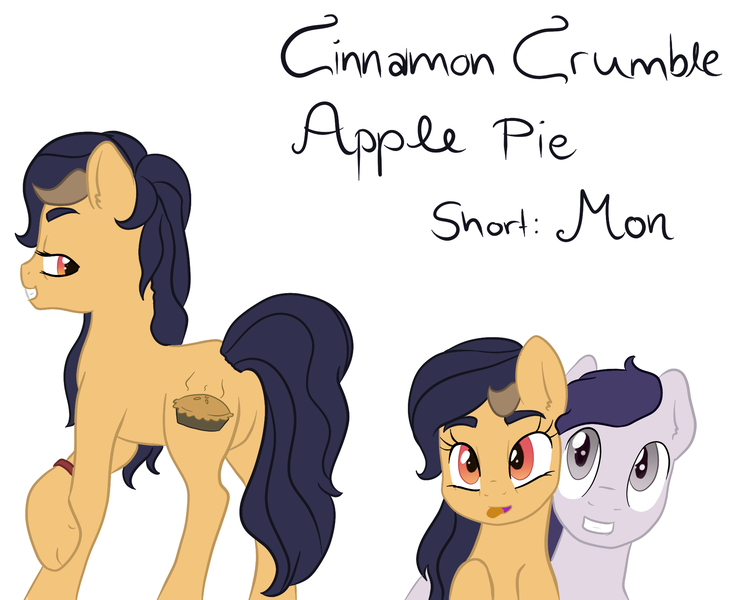 Size: 1931x1578 | Tagged: safe, artist:kaleysia, derpibooru import, oc, oc:cinnamon crumble apple pie, unofficial characters only, earth pony, pony, female, mare, offspring, parent:applejack, parent:oc:formal logic, parents:canon x oc, simple background, white background