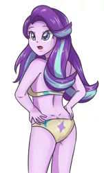 Size: 2125x3507 | Tagged: suggestive, artist:sumin6301, derpibooru import, starlight glimmer, equestria girls, ass, bikini, bra, breasts, buttcrack, clothes, dimples of venus, female, glimmer glutes, panties, rear view, sideboob, simple background, solo, solo female, swimsuit, underwear, white background