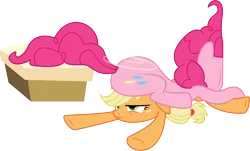 Size: 3716x2239 | Tagged: safe, artist:audiobeatzz, derpibooru import, applejack, pinkie pie, pony, games ponies play, asshat, facewall, high res, simple background, transparent background, vector