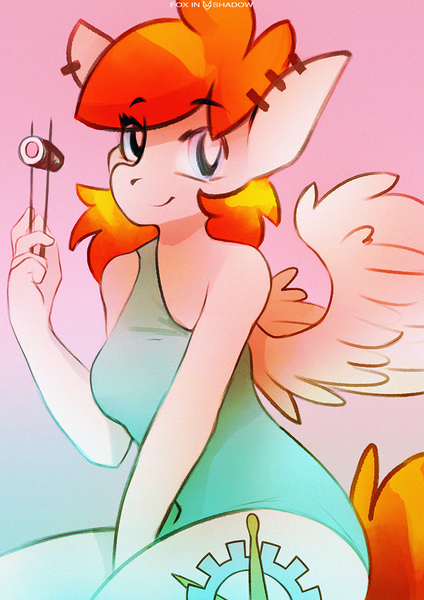 Size: 848x1200 | Tagged: anthro, artist:foxinshadow, clothes, derpibooru import, ear piercing, female, food, looking at you, oc, oc:blazing gear, one-piece swimsuit, pegasus, piercing, safe, solo, sushi, swimsuit, unofficial characters only