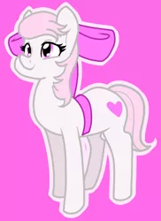 Size: 889x1221 | Tagged: safe, artist:/d/non, derpibooru import, pony, bow, crossover, female, homestuck, maplehoof, pink background, simple background, smiling, solo